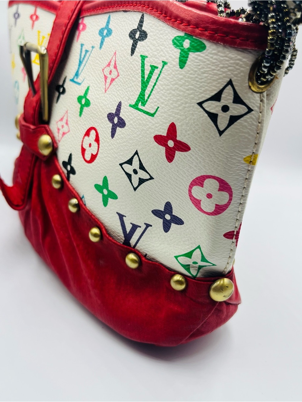 Louis Vuitton Red Leather Multicolor Monogram Shoulder Bag - Picture 6 of 16